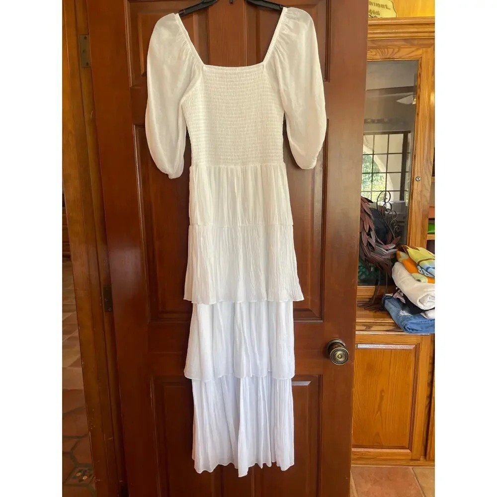 J GEE TIERED SMOCKED CHEST MAXI DRESS SMALL - Picture 6 of 6